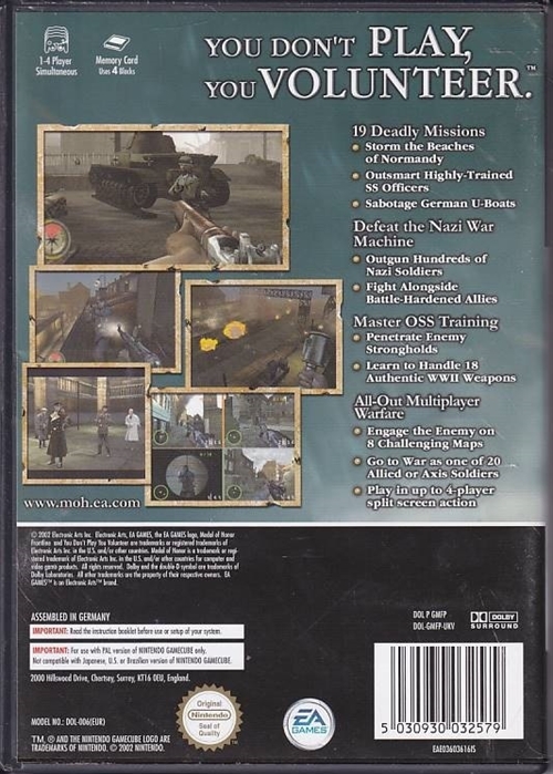 Medal of Honor Frontline - GameCube (B Grade) (Genbrug)